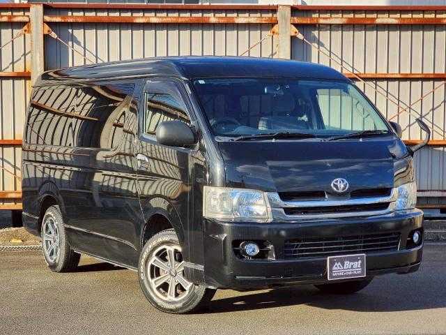 トヨタ ハイエース GL ロング 岩手県 2008(平20)年 16.9万km ブラックマイカ 社外ナビ/ＣＤ／ＤＶＤ／ＢＴ／フルセグ/Ｂカメラ/オートライト/パワースライドドア/純正フロアマット/リアモニター/１００Ｖ電源/取扱説明書/保証書/スペアキー