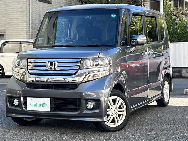 ホンダ Ｎ ＢＯＸ カスタム G Lパッケージ 埼玉県 2012(平24)年 4.5万km ポリッシュドメタルメタリック 純正メモリナビ/CD/DVD/ワンセグ/SD/USB/バックカメラ/片側パワースライドドア/プッシュスタート/スマートキー/純正エアロ（サイド、リアスポイラー）/純正14インチアルミホイール（オールシーズンタイヤ）/電動格納ミラー/ウィンカーミラー/オートライト/前後ドラレコ/HID/フォグランプ/ETC/横滑り防止機能/純正フロアマット/保証書/取扱説明書