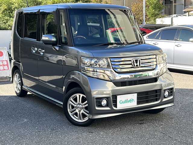 ホンダ Ｎ ＢＯＸ カスタム G Lパッケージ 埼玉県 2012(平24)年 4.5万km ポリッシュドメタルメタリック 純正メモリナビ/CD/DVD/ワンセグ/SD/USB/バックカメラ/片側パワースライドドア/プッシュスタート/スマートキー/純正エアロ（サイド、リアスポイラー）/純正14インチアルミホイール（オールシーズンタイヤ）/電動格納ミラー/ウィンカーミラー/オートライト/前後ドラレコ/HID/フォグランプ/ETC/横滑り防止機能/純正フロアマット/保証書/取扱説明書