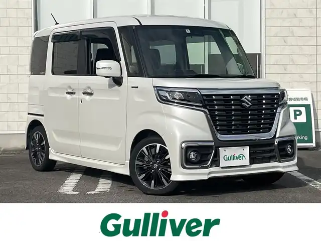 スズキ スペーシア カスタム HYBRID XS ターボ 宮崎県 2018(平30)年 3.4万km パール 純正Panasonicナビ/　AM FM CD DVD BT TV/全方位カメラ/衝突軽減ブレーキ/LEDヘッドライト/シートヒーター/フォグランプ/クルーズコントロール/スマートキー/プッシュスタート/ウィンカーミラー/電動格納ミラー