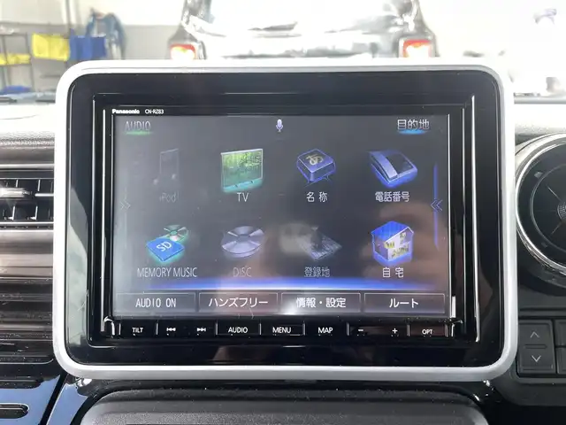 スズキ スペーシア カスタム HYBRID XS ターボ 宮崎県 2018(平30)年 3.4万km パール 純正Panasonicナビ/　AM FM CD DVD BT TV/全方位カメラ/衝突軽減ブレーキ/LEDヘッドライト/シートヒーター/フォグランプ/クルーズコントロール/スマートキー/プッシュスタート/ウィンカーミラー/電動格納ミラー