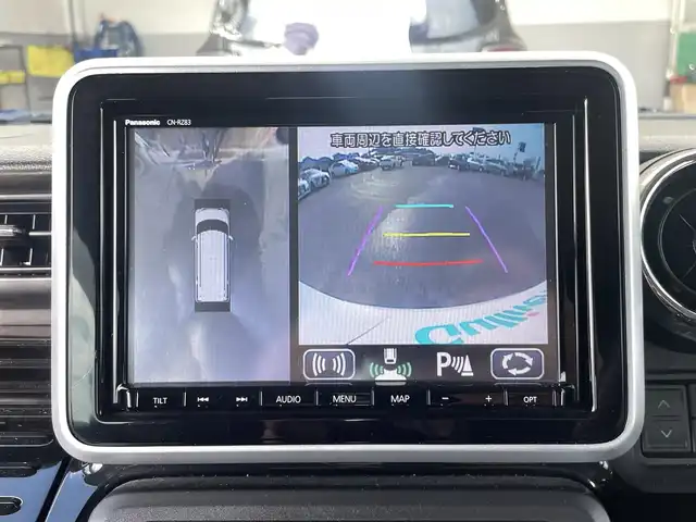 スズキ スペーシア カスタム HYBRID XS ターボ 宮崎県 2018(平30)年 3.4万km パール 純正Panasonicナビ/　AM FM CD DVD BT TV/全方位カメラ/衝突軽減ブレーキ/LEDヘッドライト/シートヒーター/フォグランプ/クルーズコントロール/スマートキー/プッシュスタート/ウィンカーミラー/電動格納ミラー