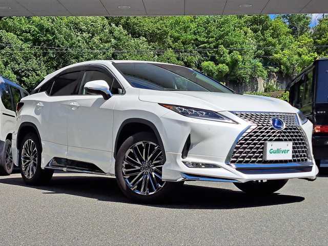 レクサス ＲＸ 450h エレガントツアラー 大阪府 2022(令4)年 3.5万km ソニッククォーツ /禁煙ワンオーナー//サンルーフ//モデリスタエアロ//衝突被害軽減ブレーキ //純正HDDナビ//フルTV/BT/SD/DVD/CD/USB/Miracast//全方位カメラ//追従式クルーズコントロール//レーンキープアシスト//パワーバックドア//ブラインドスポットモニター//パーキングサポートブレーキ//ロードサインアシスト//前席シートメモリー/パワーシート//全席シートヒーター//ステアリングヒーター//保証書//取扱説明書//スペアキー×2