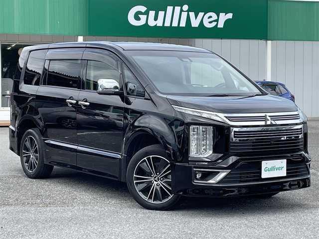 三菱 デリカＤ：５ アーバンギア G パワーパッケージ 千葉県 2019(令1)年 4.3万km ダイヤモンドブラックマイカ 衝突軽減ブレーキ/社外SDナビ【MDV-D706BTW】/・CD/DVD/MSV/Bluetooth/フルセグ/社外フリップダウンモニター【TVW-FW1020】/全周囲カメラ/両後パワースライドドア/パワーバックドア/左後オートステップ/レーンキープアシスト/ブラインドスポットモニター/オートマチックハイビーム/アダプティブクルーズコントロール/運転席パワーシート/前席シートヒーター/スマートキー/パドルシフト/ブレーキオートホールド/AC100V100W電源/純正LEDヘッドライト/フォグランプ/本革巻きステアリング/純正18インチアルミホイール/ETC/サイド＆カーテンエアバッグ/ニーエアバッグ/ドアバイザー