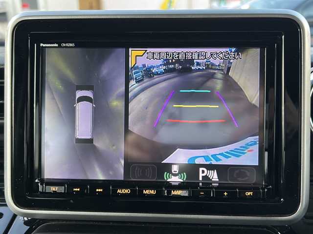 スズキ スペーシア カスタム HYBRID XS ターボ 道北・旭川 2021(令3)年 6.4万km ブルーイッシュブラックパール3 /４WD//禁煙車//スズキセーフティセンス/デュアルカメラブレーキサポート/誤発進抑制機能/車線逸脱警報/ふらつき警報/先行車発進お知らせ機能/標識認識機能/ハイビームアシスト/アダプティブクルーズコントロール//純正ナビ/CD/DVD/SD/BT/TV//バックカメラ//両側パワースライドドア//前席シートヒーター//社外ドライブレコーダー前後//社外エンジンスターター//HUD//リアサーキュレーター//オートエアコン//ミラーヒーター//ハーフレザーシート//革巻きステアリング//ステアリングスイッチ//パドルシフト//アイドリングストップ//オートエアコン//LEDヘッドライト//LEDフォグランプ//LEDフロントイルミネーション//ミラーウィンカー//電動格納ミラー//ドアバイザー//スペアキー//夏タイヤ純正AW積込み//保証書//取説