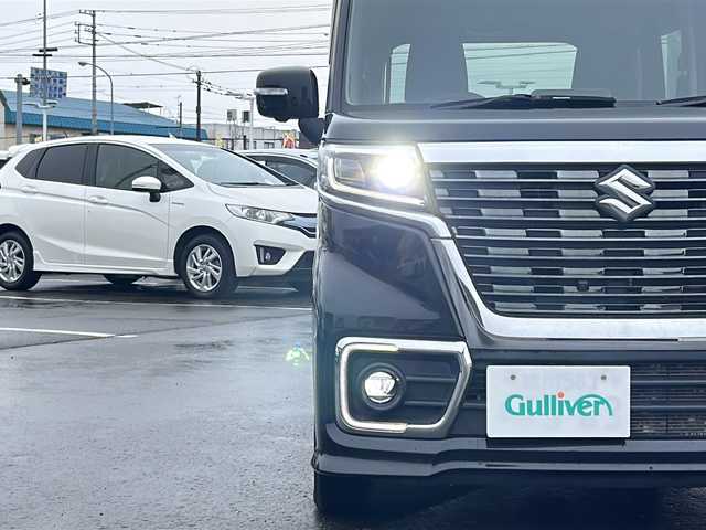 スズキ スペーシア カスタム HYBRID XS ターボ 道北・旭川 2021(令3)年 6.4万km ブルーイッシュブラックパール3 /４WD//禁煙車//スズキセーフティセンス/デュアルカメラブレーキサポート/誤発進抑制機能/車線逸脱警報/ふらつき警報/先行車発進お知らせ機能/標識認識機能/ハイビームアシスト/アダプティブクルーズコントロール//純正ナビ/CD/DVD/SD/BT/TV//バックカメラ//両側パワースライドドア//前席シートヒーター//社外ドライブレコーダー前後//社外エンジンスターター//HUD//リアサーキュレーター//オートエアコン//ミラーヒーター//ハーフレザーシート//革巻きステアリング//ステアリングスイッチ//パドルシフト//アイドリングストップ//オートエアコン//LEDヘッドライト//LEDフォグランプ//LEDフロントイルミネーション//ミラーウィンカー//電動格納ミラー//ドアバイザー//スペアキー//夏タイヤ純正AW積込み//保証書//取説