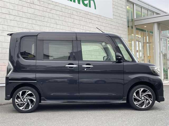 ダイハツ タント カスタム RS トップED SA Ⅲ 山形県 2019(平31)年 8.7万km ブラックマイカメタリック 禁煙車/4WD/純正8インチナビ/・フルセグTV/AM/FM/DVD/アイドリングストップ/衝突被害軽減ブレーキ/横滑り防止装置/盗難防止装置/LEDヘッドライト/オートライト/オートハイビーム/フロントフォグランプ/両側パワースライドドア/ハーフレザーシート/シートヒーター（D席）/ドライブレコーダー/全周囲カメラ/純正フロアマット/純正ドアバイザー/ETC