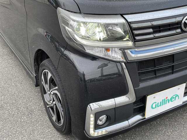 ダイハツ タント カスタム RS トップED SA Ⅲ 山形県 2019(平31)年 8.7万km ブラックマイカメタリック 禁煙車/4WD/純正8インチナビ/・フルセグTV/AM/FM/DVD/アイドリングストップ/衝突被害軽減ブレーキ/横滑り防止装置/盗難防止装置/LEDヘッドライト/オートライト/オートハイビーム/フロントフォグランプ/両側パワースライドドア/ハーフレザーシート/シートヒーター（D席）/ドライブレコーダー/全周囲カメラ/純正フロアマット/純正ドアバイザー/ETC