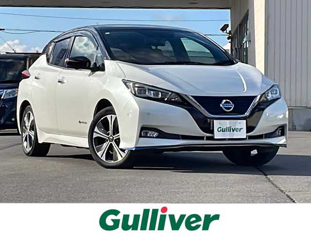日産 リーフ e+ G 道北・旭川 2019(平31)年 5.1万km ブリリアントホワイトパール/スーパーブラック 2トーン /禁煙車//メーカーオプションＳＤナビ//ＣＤ・ＤＶＤ・フルセグ・ＢＴ//全方位カメラ//プロパイロット//インテリジェントクルーズコントロール//ハンドル支援//車線逸脱警報・車線逸脱防止支援システム//後側方車両検知警報//エマージェンシーブレーキ//標識検知機能//インテリジェントキー//インテリジェントミラー//パーキングアシスト//黒革シート//前席シートヒーター//ステアリングヒーター//ＬＥＤヘッドライト//オートライト//純正１７インチアルミ//純正１７インチアルミ冬タイヤ積込（３分）//ＥＴＣ