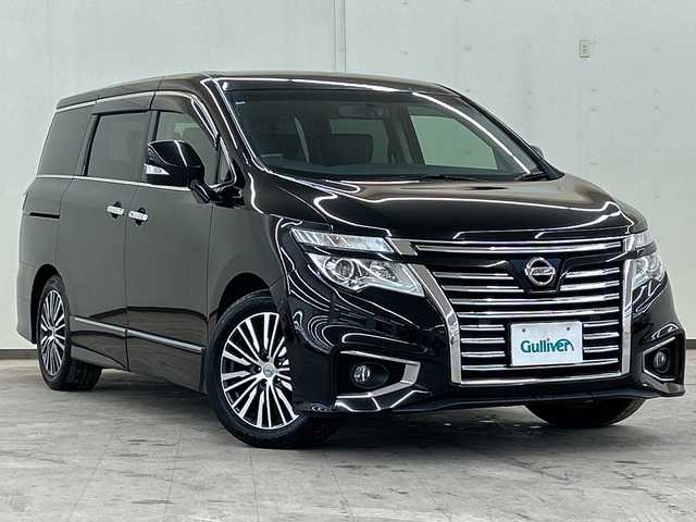 日産 エルグランド 250ハイウェイスター プレミアム 道央・札幌 2014(平26)年 12.6万km ファントムブラック ４WD//純正メモリナビ//フルセグTV//BT・ＳＤ・CD・DVD・ＡＭ・ＦＭ・ＵＳＢ・ＡＵＸ//バックカメラ//両側パワースライドドア//後席用モニター//ドライブレコーダー（前後）//積み込み冬タイヤ//横滑り防止装置//純正エンジンスターター//オットマン//クルーズコントロール//ダブルエアコン//レーダー探知機//ビルトインＥＴＣ//フォグランプ//スペアキー