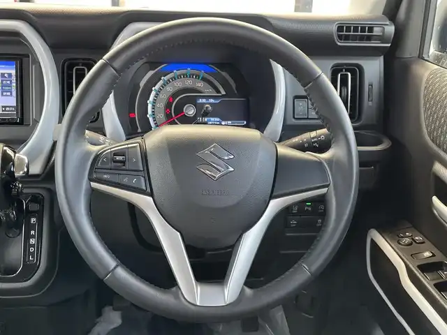 スズキ ハスラー HYBRID X 大阪府 2020(令2)年 2.9万km ブルーイッシュブラックパール3 スズキセーフティサポート/・デュアルカメラブレーキーサポート/・レーンキープアシスト/・クリアランスソナー/・横滑り防止装置/社外ナビ　KENWOODナビ/・Bluetooth/フルセグTV/CD/DVD/SMARTUSEN/　ラジオ/主要装備/・バックカメラ/・アイドリングストップ/・D+Nシートヒーター/・ステアリングスイッチ/・純正フロアマット/・純正AW/・LEDヘッドライト/・革巻きステアリングホイール/・フルフラット/・ETC