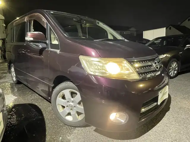 日産 セレナ ハイウェイスター 神奈川県 2008(平20)年 10.5万km パープル ワンオーナー/ビルトインETC/フリップダウンモニター/前ドライブレコーダー/スペアキー一本/本革巻きステアリング/両側パワースライドドア/バックカメラ