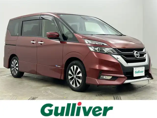 日産 セレナ ハイウェイスター Vセレクション 岡山県 2018(平30)年 7万km マルーンレッド 純正９インチナビ/【Bluetooth/フルセグTV/CD/DVD/Blu-ray】/エマージェンシーブレーキ/アラウンドビューモニター/両側電動スライド/クルーズコントロール/純正ドライブレコーダー（前）/ビルトインＥＴＣ/ＬＥＤヘッドライト/フォグランプ/オートライト/純正フロアマット/踏み間違い防止/ISOFIX/後席サンシェイド/ステアリングスイッチ/チルトステアリング/シートリフター/シートバックテーブル/ウインカーミラー/ドアバイザー