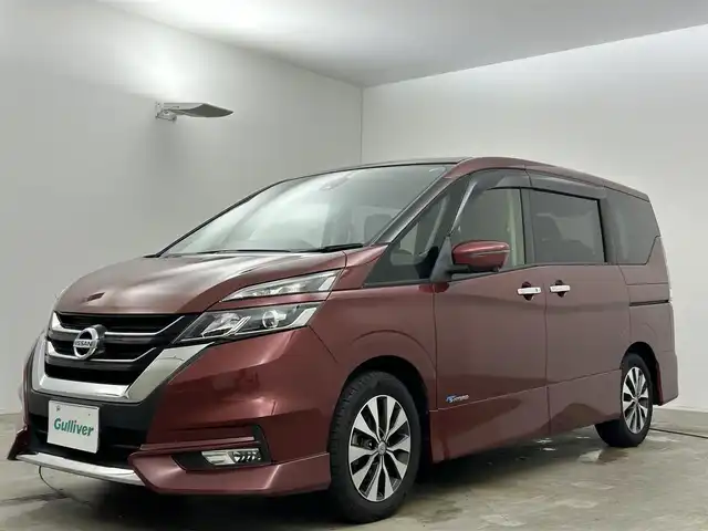 日産 セレナ ハイウェイスター Vセレクション 岡山県 2018(平30)年 7万km マルーンレッド 純正９インチナビ/【Bluetooth/フルセグTV/CD/DVD/Blu-ray】/エマージェンシーブレーキ/アラウンドビューモニター/両側電動スライド/クルーズコントロール/純正ドライブレコーダー（前）/ビルトインＥＴＣ/ＬＥＤヘッドライト/フォグランプ/オートライト/純正フロアマット/踏み間違い防止/ISOFIX/後席サンシェイド/ステアリングスイッチ/チルトステアリング/シートリフター/シートバックテーブル/ウインカーミラー/ドアバイザー