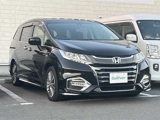 ホンダ オデッセイ ハイブリッド アブソルート ホンダセンシング 静岡県 2019(令1)年 7.9万km クリスタルブラックパール /ワンオーナー//純正ナビ/地デジTV//純正CD/DVD/Bluetooth//バックカメラ//フリップダウンリアモニター//両側パワースライドドア//ホンダセンシング//レーダークルーズコントロール//純正17インチAW//オートライト//LEDヘッドライト//スマートキー//保証書//取説