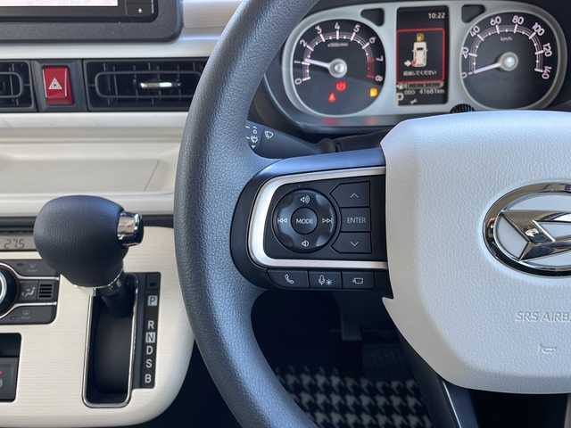 ダイハツ ムーヴ キャンバス ストライプス G ターボ 山口県 2022(令4)年 4.2万km シャイニングホワイトパール/ファインミントメタリック 純正7インチSDナビ　【NMZN-W72D】/・Bluetooth接続/・フルセグTV/・AM/FM/アラウンドビューモニター/ETC/ドライブレコーダー/スマートアシスト/・衝突警報機能/・誤発進抑制制御機能/・ブラインドスポットモニター/・路側逸脱警報機能/・ふらつき警報/・車線逸脱警報機能/・先行車発進お知らせ機能/・標識認識機能/・アダプティブクルーズコントロール/スマートキー/プッシュスタート/スペアキー1本/シートヒーター/電子パーキング/USB入力端子/ドリンクヒーター/ドアバイザー/取り扱い説明書/保証書