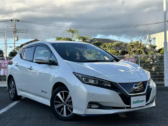 日産 リーフ e+ X 静岡県 2019(令1)年 2万km ブリリアントホワイトパール ユーザー買取車両/電気自動車/純正SDナビ「AM/FM/TV/CD/BT/DVD」/純正16インチAW/純正LEDヘッドライト/クルーズコントロール（追従走行あり）/車外カメラ（バック/全方位）/USB入力端子/ETC/ドライブレコーダー/シートヒーター/追突被害軽減システム/コーナーセンサー/スマートキー/スペアキー×１/保証書/取扱説明書