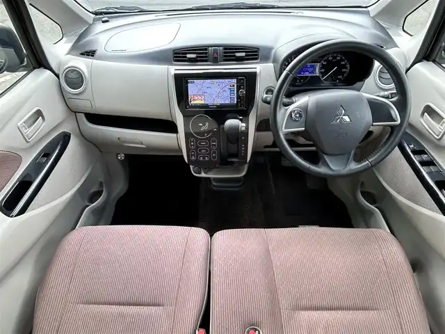 三菱 ｅＫワゴン G　セーフティPKG 青森県 2015(平27)年 7.2万km アメジストブラック 4WD/社外SDナビ/フルセグTV/CD/DVD/BT/SD/USB/全方位カメラ/e-アシスト/衝突軽減ブレーキ/横滑り防止機能/オートハイビーム/オートライト/運転席シートヒーター/ステアリングスイッチ/社外14インチアルミホイール/純正フロアマット