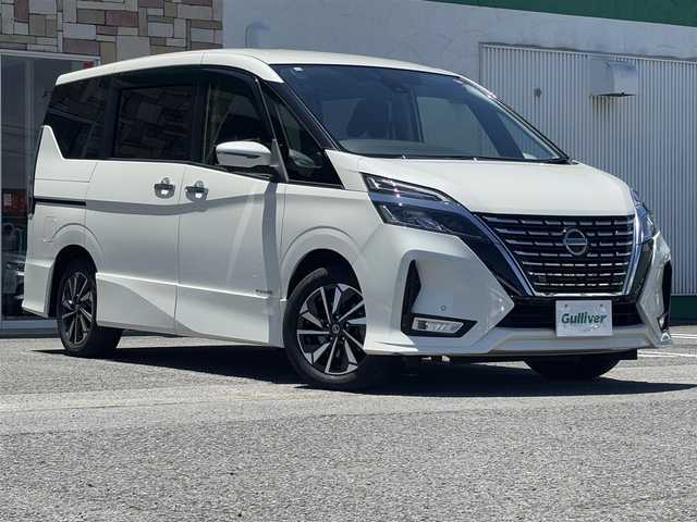 日産 セレナ ハイウェイスター V 徳島県 2020(令2)年 4.6万km ブリリアントホワイトパール ALPINE11インチナビ【EX11NX】/（フルセグTV/Bluetooth/CD/DVD/AM/FM）/ALPINEフリップダウンモニター/プロパイロット/アラウンドビューモニター/両側パワースライドドア/前後コーナーセンサー/セーフティシールド/・BSM/BSI/・LDW/LDP/ステアリングヒーター/シートヒーター(D＋N席)/LEDヘッドライト/オートライト/オートエアコン/プッシュスタート/スペアキー