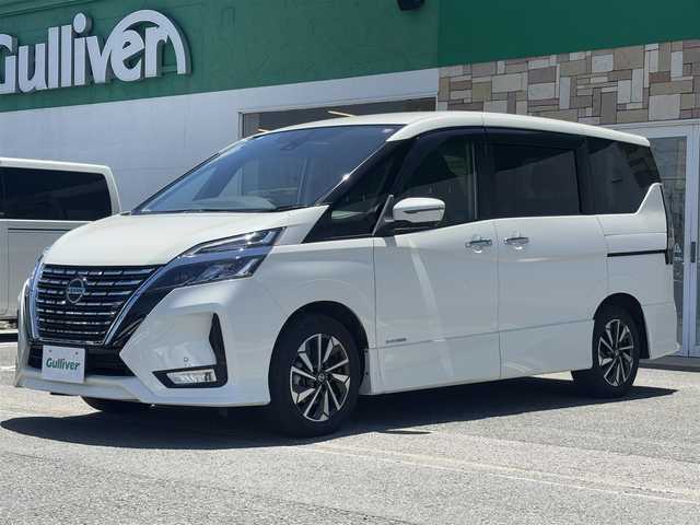 日産 セレナ ハイウェイスター V 徳島県 2020(令2)年 4.6万km ブリリアントホワイトパール ALPINE11インチナビ【EX11NX】/（フルセグTV/Bluetooth/CD/DVD/AM/FM）/ALPINEフリップダウンモニター/プロパイロット/アラウンドビューモニター/両側パワースライドドア/前後コーナーセンサー/セーフティシールド/・BSM/BSI/・LDW/LDP/ステアリングヒーター/シートヒーター(D＋N席)/LEDヘッドライト/オートライト/オートエアコン/プッシュスタート/スペアキー