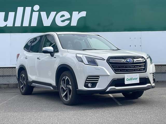 スバル フォレスター ハイブリッド アドバンス 福島県 2023(令5)年 5.3万km パール ４WD/衝突軽減ブレーキ/社外SDナビ/（DVD/SD/FM/AM/Bluetooth）/ワンセグTV/バックカメラ/ハーフレザーシート/前席シートヒーター/前席パワーシート/ハンドルヒーター/レーンキープアシスト/横滑り防止装置/ETC/LEDヘッドライト/オートライト/前後ドラレイブレコーダー/純正フロアマット/純正18インチAW/プッシュスタート/スマートキー
