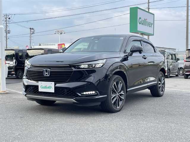 ホンダ ヴェゼル ハイブリッド e:HEV Z 青森県 2021(令3)年 2.4万km クリスタルブラックパール ・４WD/・ホンダセンシング/・寒冷地仕様/・純正ディスプレイオーディオ/　BT＆USB＆TV/・バックカメラ/・ハーフレザーシート/・パワーバックドア/・置くだけ充電/・コーナーセンサー/・レーンキープアシスト/・レーダークルーズコントロール/・ワイパ熱線/・ブラインドスポットモニター/・オートエアコン/・オートライト/・ミラーヒーター/・プッシュスタート/・スマートキー/・パドルシフト/・ドライブレコーダー/・純正フロアマット/・ウィンカーミラー/・フォグライト