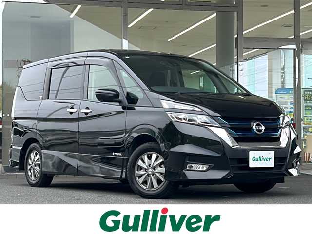 日産 セレナ e－パワー ハイウェイスター V 福島県 2018(平30)年 9.6万km ダイヤモンドブラック 登録時走行距離：95/283km/ディーラー純正SDナビ/（フルセグTV/CD/DVD/AM/FM/BT接続）/クルーズコントロール/ステアリングスイッチ/ステアリングヒーター/両側パワースライドドア/コーナーセンサー/電格ミラー/ウィンカーミラー/ドライブレコーダー/ETC/駐車支援システム/アラウンドビューモニター/バックカメラ/純正フロアマット/HIDヘッドライト/フォグランプ/スペアキー/デュアルエアコン/横滑り防止装置/衝突被害軽減ブレーキ/社外AW/保証書/取扱説明書