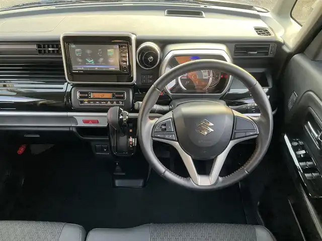 スズキ スペーシア カスタム HYBRID XS 滋賀県 2020(令2)年 6.9万km ブルーイッシュブラックパール3 車検R9年1月迄/スズキセーフティーサポート/ストラーダSDナビ/・Bluetooth・フルセグTV/全方位モニター/パーキングサポート/ヘッドアップディスプレイ/USBソケット/両側パワースライドドア/ハーフレザーシート/シートヒーター/LEDヘッドライト/LEDフォグランプ/ETC/革巻きステアリングホイール/スリムサーキューレーター/パーソナルテーブル/純正15インチアルミホイール/取説/保証書/スペアキー/