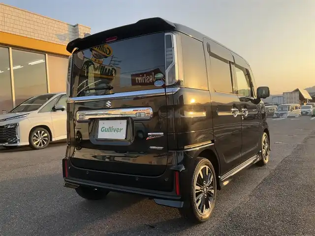 スズキ スペーシア カスタム HYBRID XS 滋賀県 2020(令2)年 6.9万km ブルーイッシュブラックパール3 車検R9年1月迄/スズキセーフティーサポート/ストラーダSDナビ/・Bluetooth・フルセグTV/全方位モニター/パーキングサポート/ヘッドアップディスプレイ/USBソケット/両側パワースライドドア/ハーフレザーシート/シートヒーター/LEDヘッドライト/LEDフォグランプ/ETC/革巻きステアリングホイール/スリムサーキューレーター/パーソナルテーブル/純正15インチアルミホイール/取説/保証書/スペアキー/