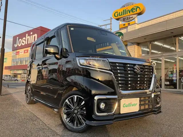 スズキ スペーシア カスタム HYBRID XS 滋賀県 2020(令2)年 6.9万km ブルーイッシュブラックパール3 車検R9年1月迄/スズキセーフティーサポート/ストラーダSDナビ/・Bluetooth・フルセグTV/全方位モニター/パーキングサポート/ヘッドアップディスプレイ/USBソケット/両側パワースライドドア/ハーフレザーシート/シートヒーター/LEDヘッドライト/LEDフォグランプ/ETC/革巻きステアリングホイール/スリムサーキューレーター/パーソナルテーブル/純正15インチアルミホイール/取説/保証書/スペアキー/