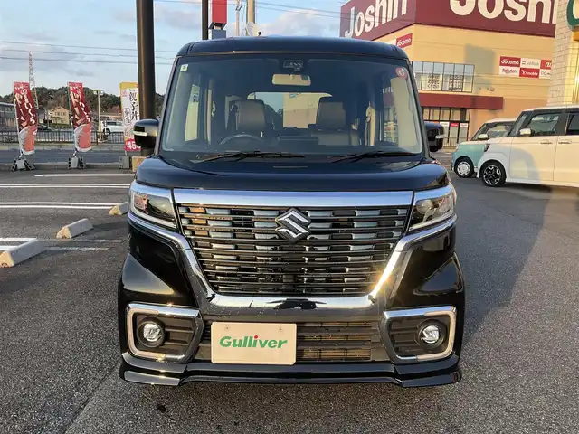 スズキ スペーシア カスタム HYBRID XS 滋賀県 2020(令2)年 6.9万km ブルーイッシュブラックパール3 車検R9年1月迄/スズキセーフティーサポート/ストラーダSDナビ/・Bluetooth・フルセグTV/全方位モニター/パーキングサポート/ヘッドアップディスプレイ/USBソケット/両側パワースライドドア/ハーフレザーシート/シートヒーター/LEDヘッドライト/LEDフォグランプ/ETC/革巻きステアリングホイール/スリムサーキューレーター/パーソナルテーブル/純正15インチアルミホイール/取説/保証書/スペアキー/