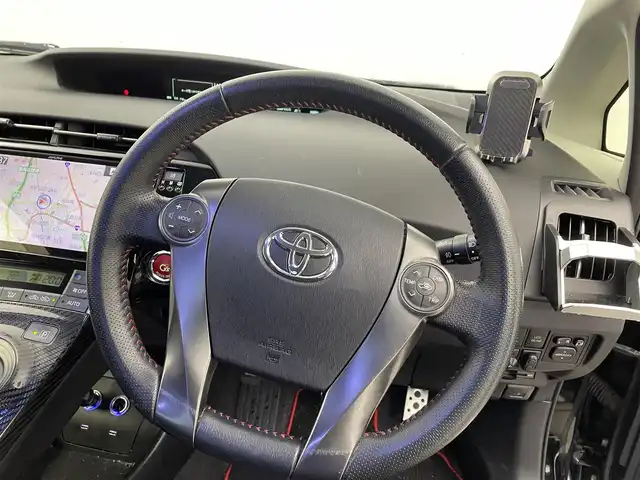 トヨタ プリウス S ツーリングセレ G’s 愛知県 2012(平24)年 5.5万km ブラック 社外9インチＳＤナビ/（BT/SD/フルセグTV/CD/DVD)　/バックカメラ　/ＥＴＣ　/純正ＨＩＤヘッドライト　/純正１８インチＡＷ　/純正フロアマット　/カーテンエアバッグ　/エコモード/ＰＷＲモード　/ドアバイザー　/トノカバー