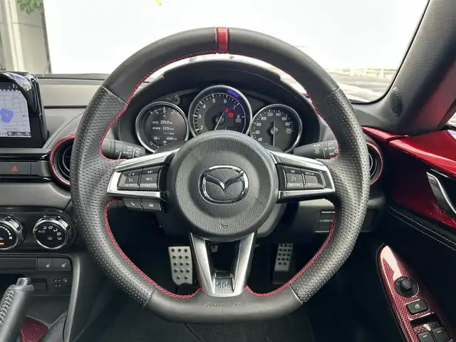 マツダ ロードスター RS 静岡県 2021(令3)年 0.5万km ソウルレッドクリスタルM 6速MT/純正フルエアロ FSR/ワンオーナー/純正ナビ/DVD再生/バックカメラ/BOSEサウンド/360ドラレコ　CS-360FH/ETC/RECARO製シート/シートヒーター/プッシュスタート/パーキングセンサー/オートエグゼ　ローダウンスプリング/オートエグゼ　リヤウィング　/オートエグゼ　スポーツステアリングホイール /HKSマフラー/純正マフラー有/純正フロアマット/LEDヘッドライト/スマートキー/プッシュスタート/純正16AW