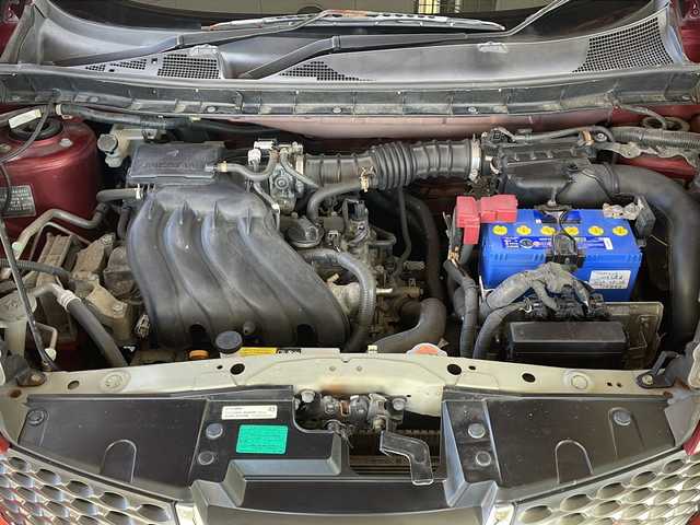 日産 ジューク 15RX タイプV 福島県 2013(平25)年 10.6万km ラディアントレッド 登録時走行距離：105148km/純正SDナビ/ (ワンセグTV/CD/AUX/iPod/VTR/AM/FM)/バックカメラ/プッシュスタート/ETC/社外デジタルインナーミラー/純正フロアマット/社外16インチAW/ハロゲンヘッドライト/フォグランプ/ドアバイザー/オートライト/スマートキー/スペアキー×１/保証書/取扱説明書