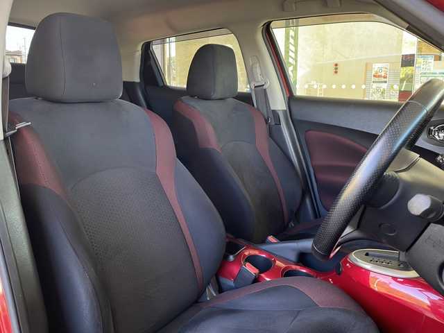 日産 ジューク 15RX タイプV 福島県 2013(平25)年 10.6万km ラディアントレッド 登録時走行距離：105148km/純正SDナビ/ (ワンセグTV/CD/AUX/iPod/VTR/AM/FM)/バックカメラ/プッシュスタート/ETC/社外デジタルインナーミラー/純正フロアマット/社外16インチAW/ハロゲンヘッドライト/フォグランプ/ドアバイザー/オートライト/スマートキー/スペアキー×１/保証書/取扱説明書