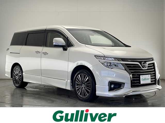日産 エルグランド 250HWS Sジェットブラック アーバンクロム 宮崎県 2020(令2)年 6.8万km ブリリアントホワイトパール ワンオーナー/エマ―ジェンシーブレーキ/車線逸脱警報/車線逸脱防止支援システム/オートマチックハイビーム/レーダークルーズコントロール/クリアランスソナー/社外7インチSDナビ/フルセグTV/CD/DVD/Bluetooth/バックカメラ/両側パワースライドドア/本革シート/パワーシート/シートヒーター/オットマン/LEDヘッドライト/純正18インチAW/ビルトインETC/スマートキー×2/保証書/取扱説明書