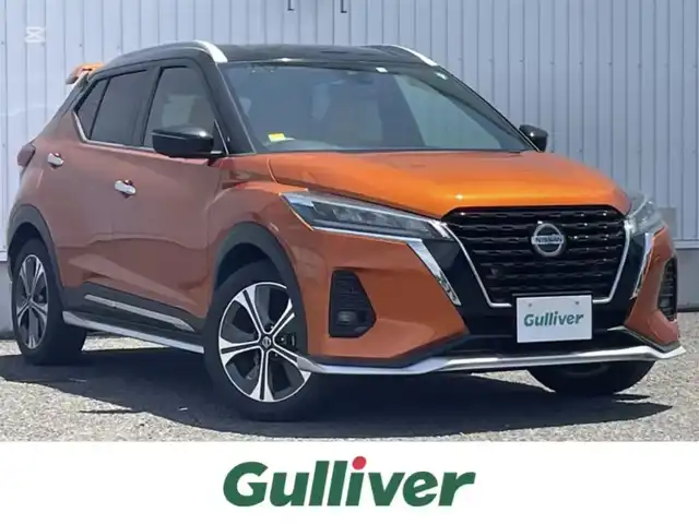 日産 キックス X ツートーンインテリアED 熊本県 2020(令2)年 4.4万km プレミアムホライズンオレンジ/ピュアブラック 2トーン 純正SDナビ/・AM/FM/CD/DVD/BT/ipod/DTV/・車外カメラ（全方位）/プロパイロット/SOSコール/エマージェンシーブレーキ/車線逸脱防止/踏み間違い衝突防止アシスト/ドライバーアテンションアラート/革巻ステアリング/ステアリングスイッチ/ステアリングヒーター/ヘッドライトレベライザー/電格・ウィンカーミラー/オートブレーキホールド/電動サイドブレーキ/フォグライト/トノカバー/インテリジェントルームミラー