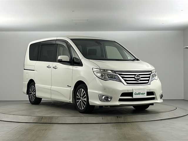 日産 セレナ ハイウェイS S HV Aセーフ 愛知県 2014(平26)年 12万km ブリリアントホワイトパール 純正ナビ/フルセグTV/DISC/FM/AM/AUX/両側パワースライドドア/後席フリップダウンモニター/全方位カメラ/ETC/アイドリングストップ/横滑り防止/レーンキープアシスト/衝突軽減ブレーキ/クルーズコントロール/ECOモード/ステアリングリモコン/100V電源/純正フロアマット/純正AW16インチ/電動格納ミラー/ウインカー付きミラー/オートライト/フォグランプ/プッシュスタート/スマートキー