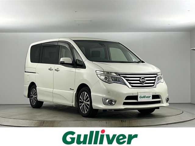 日産 セレナ ハイウェイS S HV Aセーフ 愛知県 2014(平26)年 12万km ブリリアントホワイトパール 純正ナビ/フルセグTV/DISC/FM/AM/AUX/両側パワースライドドア/後席フリップダウンモニター/全方位カメラ/ETC/アイドリングストップ/横滑り防止/レーンキープアシスト/衝突軽減ブレーキ/クルーズコントロール/ECOモード/ステアリングリモコン/100V電源/純正フロアマット/純正AW16インチ/電動格納ミラー/ウインカー付きミラー/オートライト/フォグランプ/プッシュスタート/スマートキー