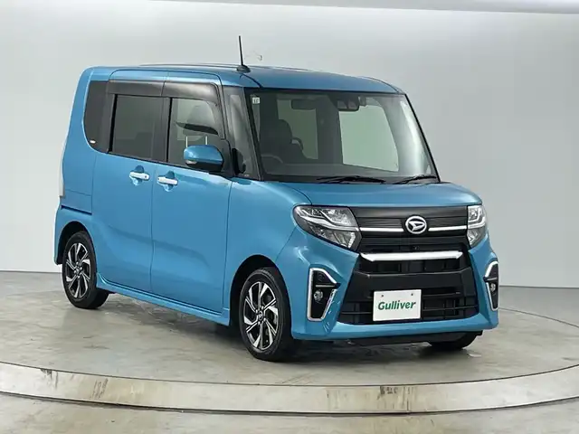 ダイハツ タント カスタム X 愛知県 2021(令3)年 4.7万km ターコイズブルーマイカメタリック 禁煙車/ワンオーナー/純正7インチナビ/（CD/DVD/Bluetooth/フルセグTV)/全方位カメラ/スマートアシストIII/・衝突軽減ブレーキ/・レーンキープアシスト/・オートマチックハイビーム/・クリアランスソナー/ドライブレコーダー/ハーフレザーシート/シートヒーター/両側パワースライドドア/アイドリングストップ/純正14インチアルミホイール/スマートキー/スペアキー1本/プッシュスタート/LEDヘッドライト/フロントフォグランプ/オートライト/純正フロアマット/横滑り防止装置/ベンチシート/ロングスライドスイッチ/電動格納ミラー