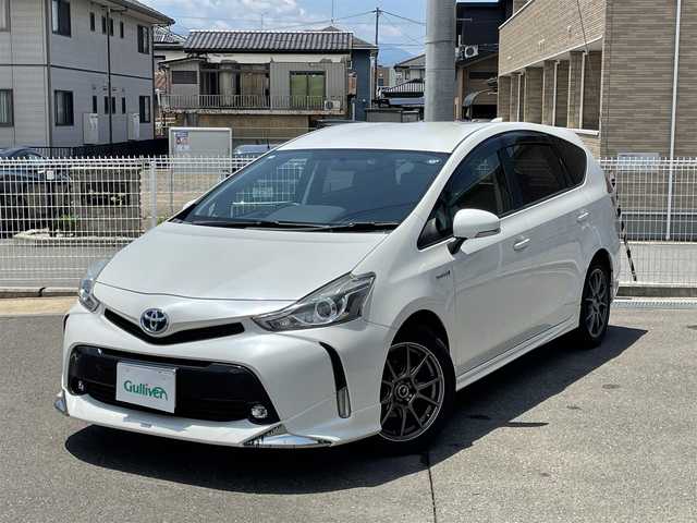 トヨタ プリウス α S ツーリングセレクション 福島県 2015(平27)年 16.2万km ホワイトパールクリスタルシャイン ワンオーナー/社外8インチメモリーナビ/CD/DVD/SD/BT/USB/フルセグTV/社外17インチAW(純正AW＋冬タイヤ積込)/モデリスタアンダースポイラー/クルーズコントロール/ステアリングリモコン/バックカメラ/オートライト/LEDヘッドライト/フォグ/リアフォグ/プッシュスタート/ビルトインETC/ドアバイザー/フロアマット