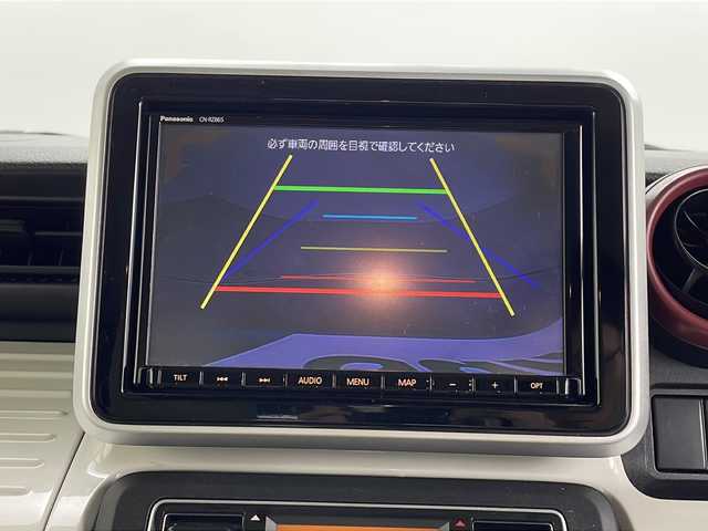 スズキ スペーシア HYBRID X 鹿児島県 2021(令3)年 6.4万km オフブルーメタリック/ホワイト2トーン 純正8インチナビ/（フルセグ/Bluetooth/CD/DVD/AM/FM）/両側パワースライドドア/D席シートヒーター/デュアルセンサーブレーキ/先行車発進お知らせ機能/コーナーセンサー/リアサンシェード/シートバックテーブル/ハイビームアシスト/レーンキープアシスト/プッシュスタートボタン/プッシュスタートボタン/スマートキー/取扱説明書