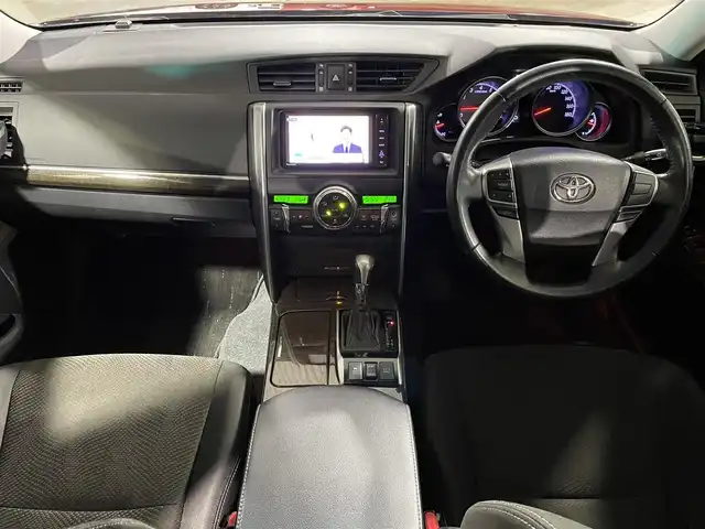 トヨタ マークＸ 250G Four 青森県 2013(平25)年 4.3万km ダークレッドマイカメタリック 4WD/ワンオーナー/寒冷地仕様/純正16AW/純正フロアマット/フォグランプ/社外ナビ/・フルセグTV/AM/FM/CD/DVD/BT/D席パワーシート/MTモード付AT/横滑り防止機能/盗難防止警報/オートライト/エアバッグ、ダブル、サイド、ニー、カーテン/スペアキー/スターター/保証書/取扱説明書