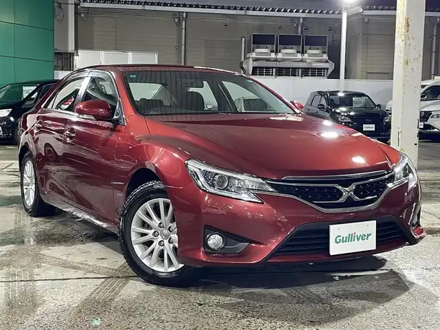 トヨタ マークＸ 250G Four 青森県 2013(平25)年 4.3万km ダークレッドマイカメタリック 4WD/ワンオーナー/寒冷地仕様/純正16AW/純正フロアマット/フォグランプ/社外ナビ/・フルセグTV/AM/FM/CD/DVD/BT/D席パワーシート/MTモード付AT/横滑り防止機能/盗難防止警報/オートライト/エアバッグ、ダブル、サイド、ニー、カーテン/スペアキー/スターター/保証書/取扱説明書