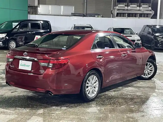 トヨタ マークＸ 250G Four 青森県 2013(平25)年 4.3万km ダークレッドマイカメタリック 4WD/ワンオーナー/寒冷地仕様/純正16AW/純正フロアマット/フォグランプ/社外ナビ/・フルセグTV/AM/FM/CD/DVD/BT/D席パワーシート/MTモード付AT/横滑り防止機能/盗難防止警報/オートライト/エアバッグ、ダブル、サイド、ニー、カーテン/スペアキー/スターター/保証書/取扱説明書