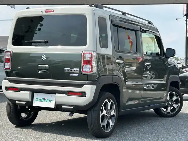 スズキ ハスラー Jスタイル Ⅱ ターボ 奈良県 2023(令5)年 0.6万km クールカーキパールメタリック/ソフトベージュメタリック ワンオーナー/純正7インチナビ/(フルセグTV/CD/DVD/BT/SD)/バックカメラ/デュアルカメラブレーキサポート/衝突軽減防止/レーンキープアシスト/リアパーキングセンサー/ふらつき防止/ドライブレコーダー前後/ビルトインETC/シートヒーター(D＋N席)/アクティブクルーズコントロール/オートエアコン(ナノイーX)/革巻きステアリング/ステアリングスイッチ/パドルシフト/オートライト/ハイビームアシスト/アイドリングストップ/ドライブセレクト/ルーフレール/プッシュスタート＆スマートキ/ウインカー付き電動格納ミラー/LEDヘッドライト/フォグランプ/ドアバイザー/フロアマット/純正15インチAW
