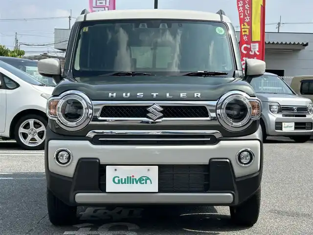 スズキ ハスラー Jスタイル Ⅱ ターボ 奈良県 2023(令5)年 0.6万km クールカーキパールメタリック/ソフトベージュメタリック ワンオーナー/純正7インチナビ/(フルセグTV/CD/DVD/BT/SD)/バックカメラ/デュアルカメラブレーキサポート/衝突軽減防止/レーンキープアシスト/リアパーキングセンサー/ふらつき防止/ドライブレコーダー前後/ビルトインETC/シートヒーター(D＋N席)/アクティブクルーズコントロール/オートエアコン(ナノイーX)/革巻きステアリング/ステアリングスイッチ/パドルシフト/オートライト/ハイビームアシスト/アイドリングストップ/ドライブセレクト/ルーフレール/プッシュスタート＆スマートキ/ウインカー付き電動格納ミラー/LEDヘッドライト/フォグランプ/ドアバイザー/フロアマット/純正15インチAW