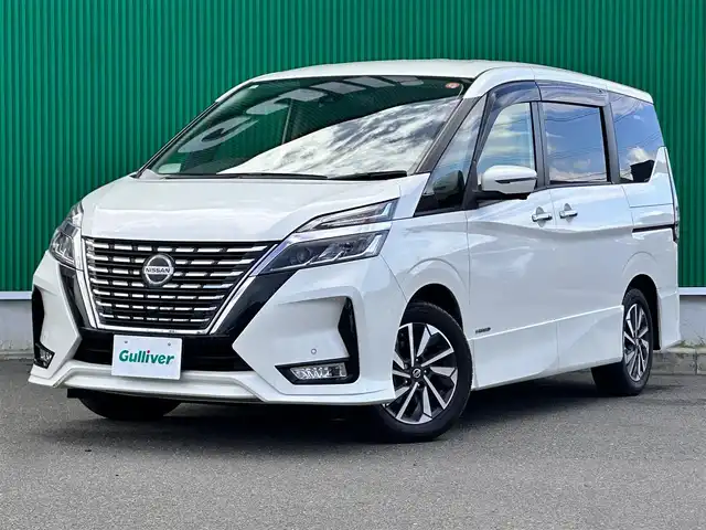 日産 セレナ ハイウェイスター V 宮城県 2021(令3)年 7.9万km ブリリアントホワイトパール セーフティパックA/・SRSエアバッグ（サイド/カーテン）/・インテリジェントアラウンドビューモニター/・インテリジェントルームミラー/・ふらつき警報/・ヒーター付ドアミラー/リアオートエアコン/3列目ヒーターダクト/＝＝＝/インテリジェントエマージェンシーブレーキ/後側方車両検知警報/後側方衝突防止支援システム/後退時車両検知警報/前方衝突予測警報/踏み間違い衝突防止アシスト/車線逸脱警報/車線逸脱防止支援システム/標識検知警報/コーナーセンサー/純正10インチナビ/・CD/DVD/・Blu-ray/・Bluetooth/・フルセグTV/ビルトインETC/ドライブレコーダー/ハンズフリーパワースライドドア（両側）/革巻きステアリング/ステアリングスイッチ/電動パーキングブレーキ/ブレーキホールド/LEDヘッドランプ/フォグランプ/オートライト/スマートキー＆プッシュスタート/電動格納ミラー/純正16インチAW/純正フロアマット/純正ドアバイザー/Wエアバッグ