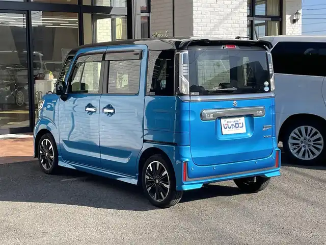 スズキ スペーシア カスタム HYBRID XS ターボ 高知県 2018(平30)年 10.1万km ブリスクブルーメタリック/ブラック2トーンルーフ (株)IDOMが運営する【じしゃロン高知店】の自社ローン対象車両になります。こちらは現金ご利用時の価格です。自社ローンご希望の方は別途その旨お申付け下さい。/社外ナビ　全方位モニター　フルセグテレビ　両側パワースライドドア　レーダーブレーキサポート　ＥＴＣ　シートヒーター　プッシュスタート　アイドリングストップ　クルーズコントロール　ステアリングスイッチ