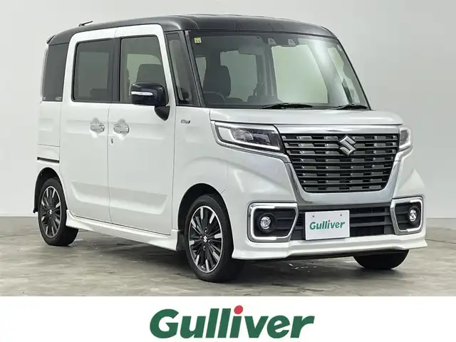 スズキ スペーシア カスタム HYBRID XS ターボ 千葉県 2020(令2)年 3.3万km ピュアホワイトパール/ブラック2トーン 禁煙車/スズキセーフティ サポート/・デュアルセンサーブレーキサポートII/・アダプティブクルーズコントロール/・車線維持支援機能/・後退時ブレーキサポート/・誤発進抑制機能/・後方誤発進抑制機能/・標識認識機能/・カラーヘッドアップディスプレイ/両側パワースライドドア/LEDオートライト/オートハイビーム/ハーフレザーシート/シートヒーター/純正15インチアルミホイール/アイドリングストップ/USBポート/プッシュスタート/スマートキー